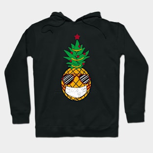 Quarantine Christmas Pineapple Xmas Tree Distressed Hoodie